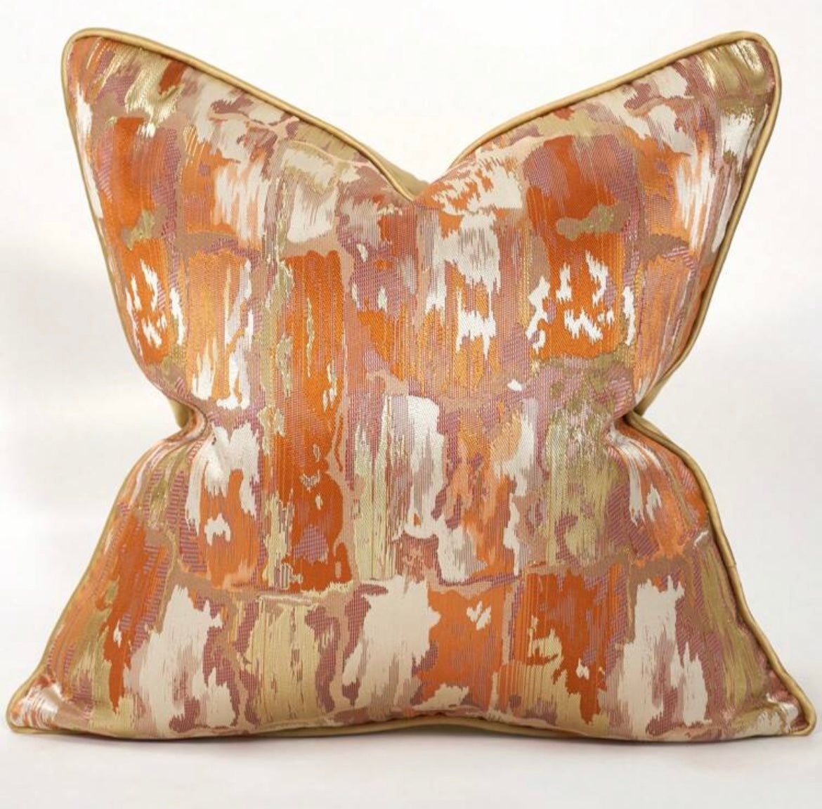 Orange Autumn duck feather cushion.