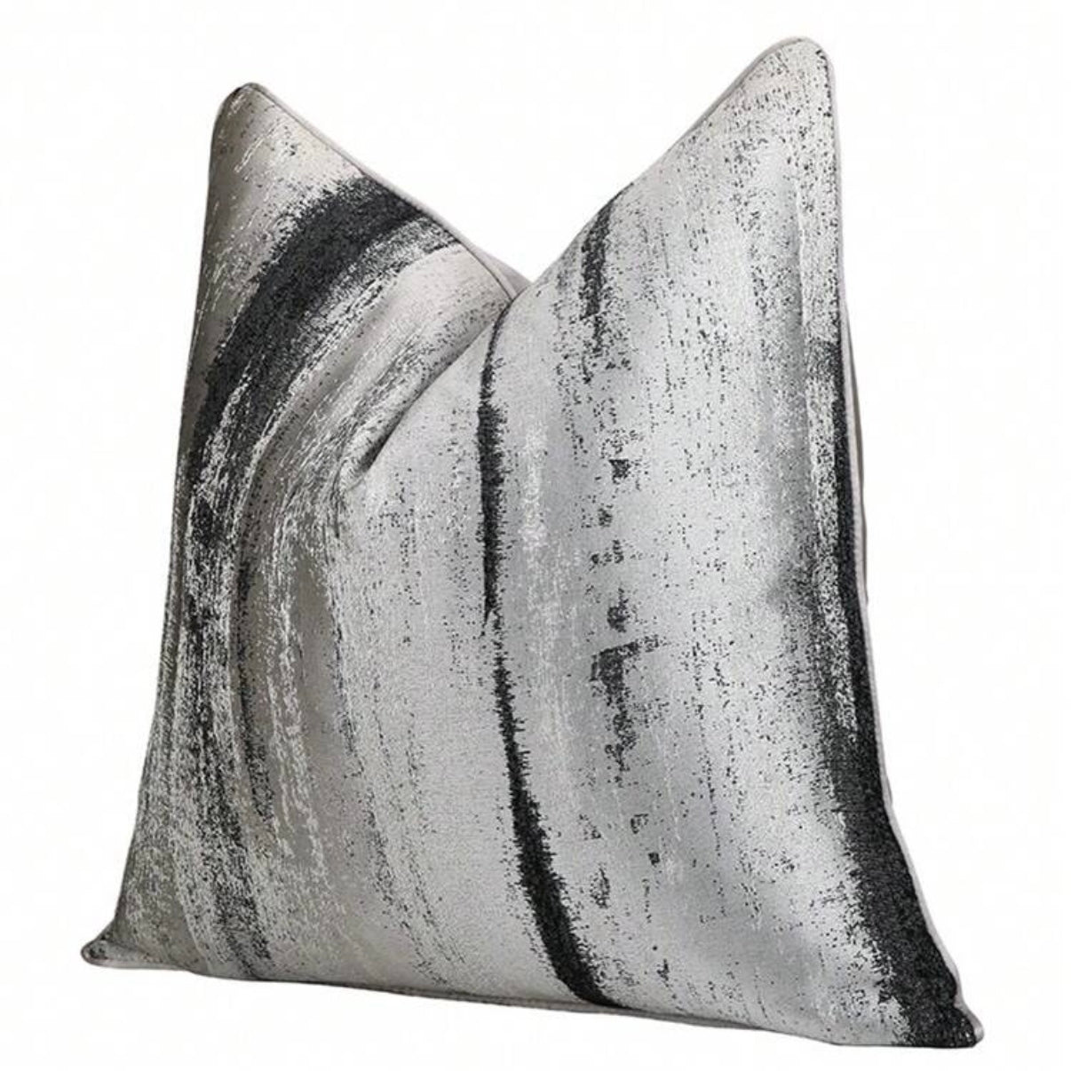 Silver Duck Feather Cushion with Silver Satin Back.