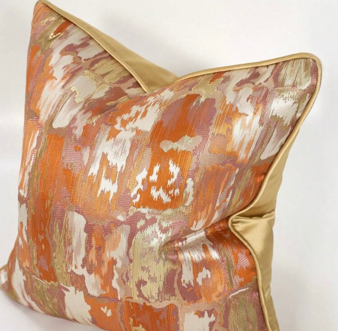 Orange Autumn duck feather cushion.