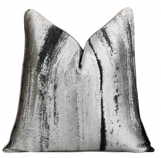 Silver Duck Feather Cushion with Silver Satin Back.