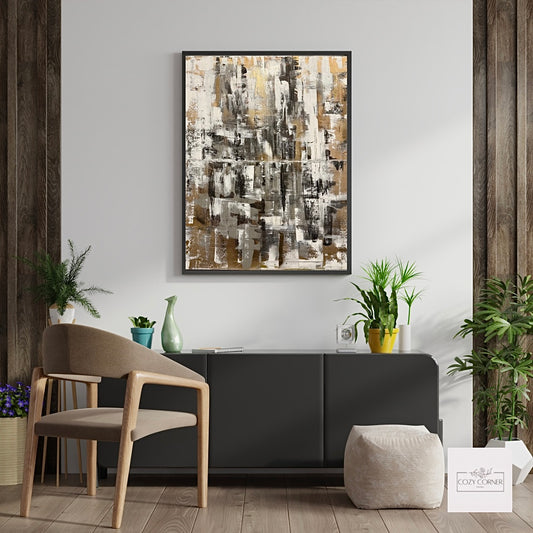 Gold and Black Abstract portrait fine art print